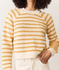 Montecito Crewneck Sweater(Extra Small,Marigold Stripe)