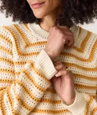 Montecito Crewneck Sweater(Extra Small,Marigold Stripe)
