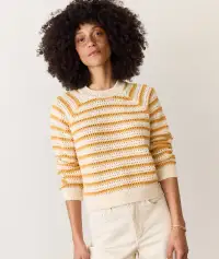 Montecito Crewneck Sweater(Extra Small,Marigold Stripe)