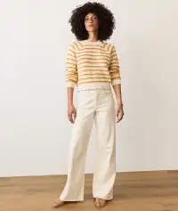 Montecito Crewneck Sweater(Extra Small,Marigold Stripe)