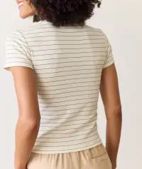 Lexi Rib Sun-In Crew Tee(Extra Small,Black/White Stripe)
