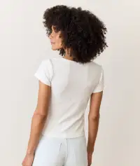 Lexi Rib Sun-In Scoop Tee(Extra Small,Antique White)