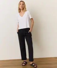 Boyfriend V-Neck Crop(Extra Small,White)
