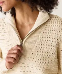Montecito Quarter Zip Sweater(Extra Small,Cream)