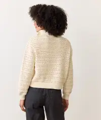 Montecito Quarter Zip Sweater(Extra Small,Cream)