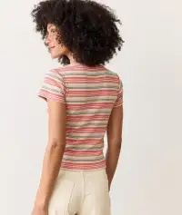 Lexi Rib Sun-In Crew Tee(Extra Small,Multi Stripe)