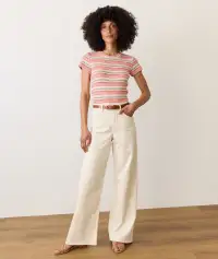 Lexi Rib Sun-In Crew Tee(Extra Small,Multi Stripe)