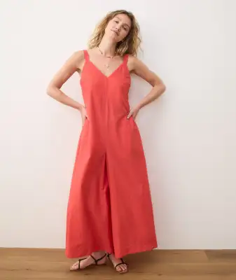Cari V-Neck Jumpsuit(Extra Small,Hibiscus)