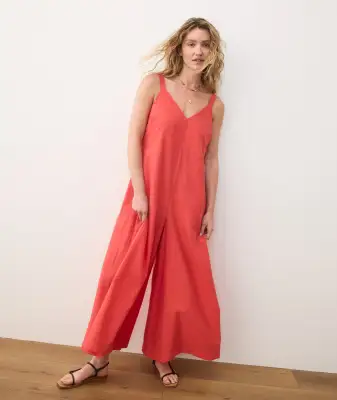 Cari V-Neck Jumpsuit(Extra Small,Hibiscus)