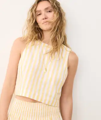Quinn Poplin Tank(Extra Small,Marigold Stripe)