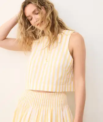 Quinn Poplin Tank(Extra Small,Marigold Stripe)