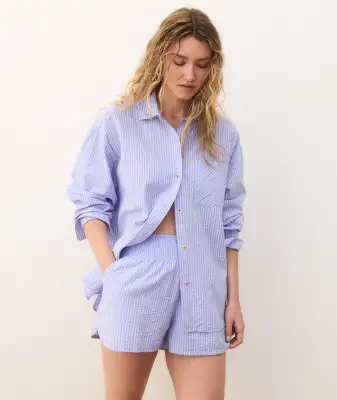 Cali Seersucker Short(Extra Small,Blue/Lavender Stripe)