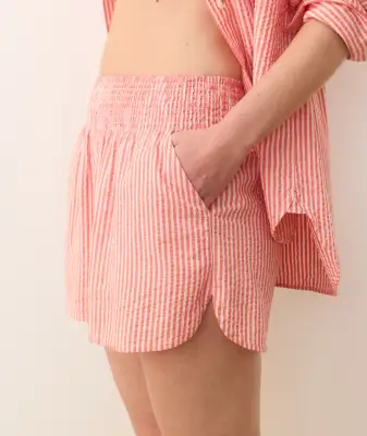 Cali Seersucker Short(Extra Small,Hibiscus/Sand Stripe)