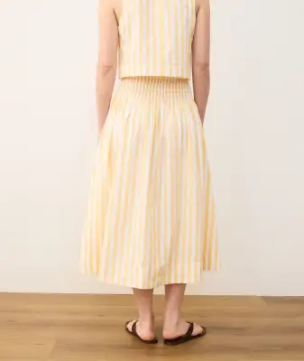 Bea Poplin Midi Skirt(Extra Small,Marigold Stripe)