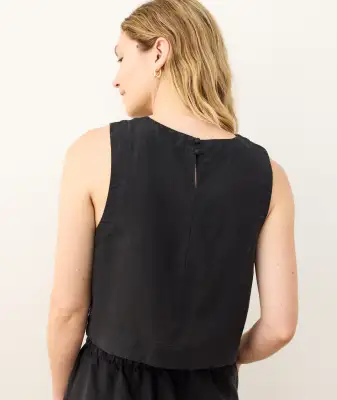 Quinn Linen Tank(Extra Small,Black)