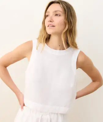 Quinn Linen Tank(Extra Small,White)