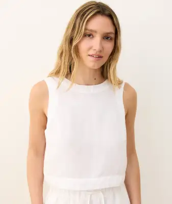 Quinn Linen Tank(Extra Small,White)
