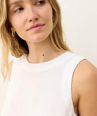 Quinn Linen Tank(Extra Small,White)