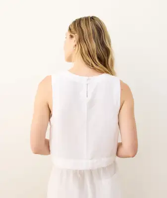 Quinn Linen Tank(Extra Small,White)
