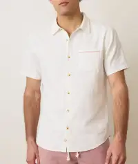 Stretch Selvage Short Sleeve Shirt(Small,Natural)