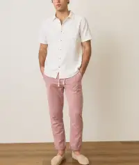 Stretch Selvage Short Sleeve Shirt(Small,Natural)