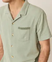 Stretch Selvage Embroidered Resort Shirt(Small,Shadow)