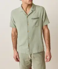 Stretch Selvage Embroidered Resort Shirt(Small,Shadow)