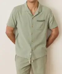 Stretch Selvage Embroidered Resort Shirt(Small,Shadow)