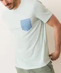 Signature Printed Pocket Tee(Small,Light Aqua)