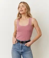 Lexi Rib Sun-In Scoop Tank(Extra Small,Brick)
