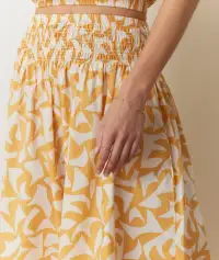 Bea Poplin Midi Skirt(Extra Small,Marigold Geo)
