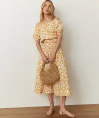 Marella Poplin Crop Blouse(Extra Small,Marigold Geo)