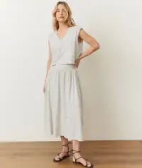 Nina Relaxed V-Neck Tank(Extra Small,Black/White Stripe)