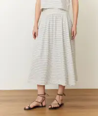 Nina Knit Midi Skirt(Extra Small,Black/White Stripe)