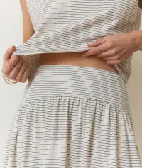 Nina Knit Midi Skirt(Extra Small,Black/White Stripe)