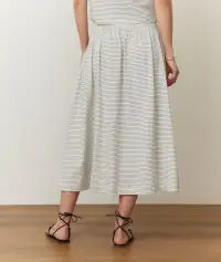 Nina Knit Midi Skirt(Extra Small,Black/White Stripe)