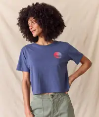 ML x Free & Easy Crop Graphic Tee(Extra Small,Vintage Indigo)