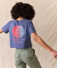 ML x Free & Easy Crop Graphic Tee(Extra Small,Vintage Indigo)