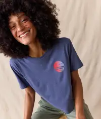 ML x Free & Easy Crop Graphic Tee(Extra Small,Vintage Indigo)