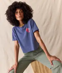ML x Free & Easy Crop Graphic Tee(Extra Small,Vintage Indigo)