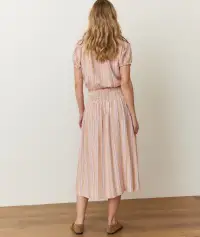 Bea Seersucker Midi Skirt(Extra Small,Sunset Stripe)