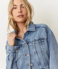 Ash Crop Denim Jacket(Extra Small,Medium Wash)