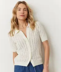 Piper Knit Resort Shirt(Extra Small,Cream)