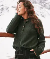 Evelyn Dream Yarn Pullover(Extra Small,Green Gables)