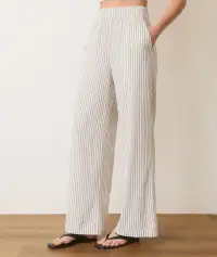 Allison Hemp Trouser(Extra Small,Cream/Navy Stripe)