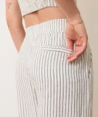 Allison Hemp Trouser(Extra Small,Cream/Navy Stripe)