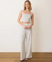 Allison Hemp Trouser(Extra Small,Cream/Navy Stripe)