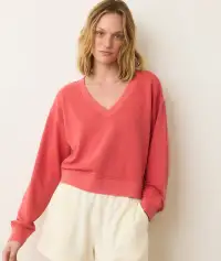 Cloud 9 Terry V-Neck Sweatshirt(Extra Small,Coral)