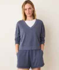 Cloud 9 Terry V-Neck Sweatshirt(Extra Small,Faded Indigo)
