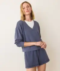 Cloud 9 Terry V-Neck Sweatshirt(Extra Small,Faded Indigo)
